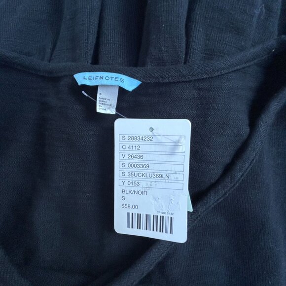 Anthropologie Leifnotes Womens Short Sleeve Peplum Top Small Black Cotton New - Picture 3 of 7